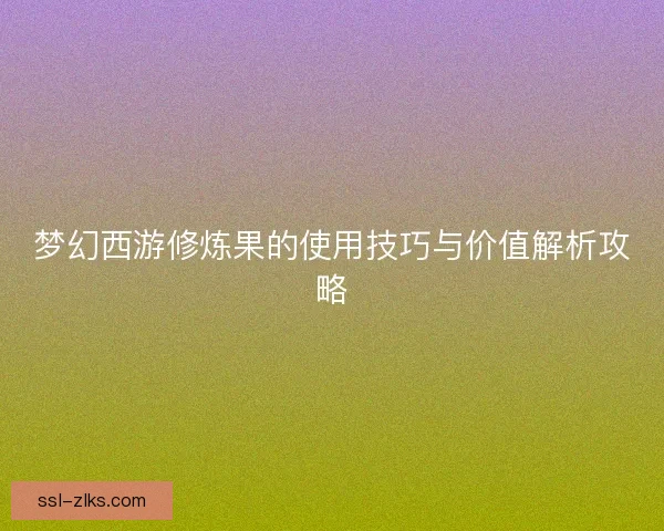 梦幻西游修炼果的使用技巧与价值解析攻略 梦幻西游修炼果的使用技巧与价值解析攻略
