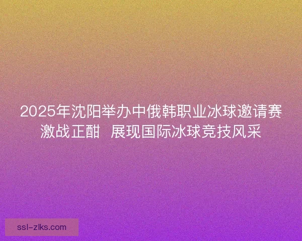 2025年沈阳举办中俄韩职业冰球邀请赛激战正酣 展现国际冰球竞技风采 2025年沈阳举办中俄韩职业冰球邀请赛激战正酣 展现国际冰球竞技风采